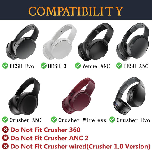 SOULWIT Cooling-Gel Earpads Cushions Replacement for Skullcandy Hesh 3/ANC/Evo & Crusher Wireless/ANC/Evo & Venue ANC Over-Ear Headphones,Ear Pads...