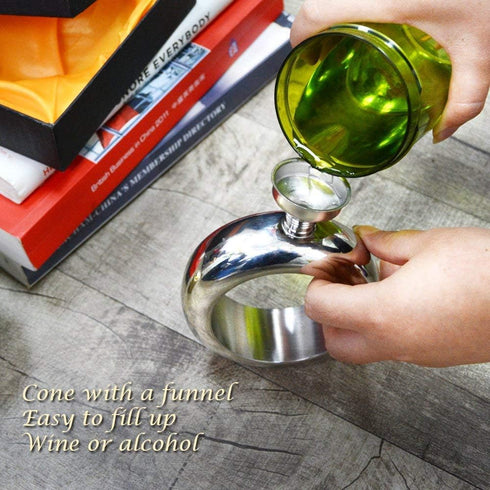 Liquor Flask for Women with Funnel - Stainless Steel Bangle Bracelet Hidden Flask Set 3.5OZ Wine Wrist Jewelry for Women Girls Men Party Hand size...