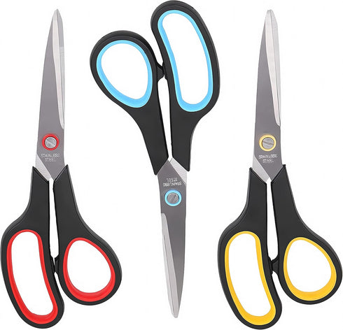 Scissors,8" All Purpose Scissors Heavy Duty Bulk 3-Pack Ergonomic Comfort Grip Craft Shears Sharp Scissors for Office Home School Classroom Sewing...