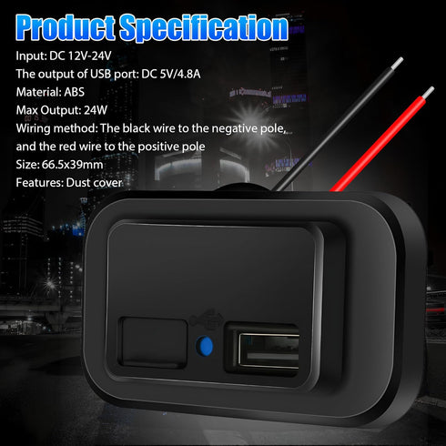 12V USB Outlet Automotive USB Port Panel Mount 12V USB Charger Multi Port Switch Panel Car Charger Socket Power Dual Port 12V 24V Quick Car Charge...