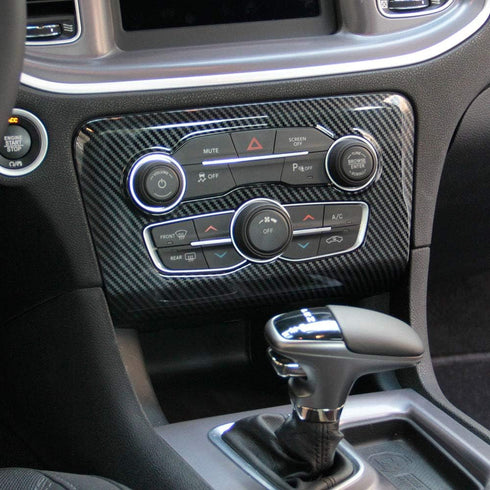 crosselec Carbon Fiber Central control Air conditioning A/C panel cover tirm for Dodge Charger 2015+ (black)...
