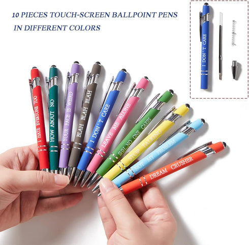 10PCS Funny Multicolored Ballpoint Pens with Complaining Quotes and Touch Screen Function Office Gifts Negative Passive Ballpoint Pens......