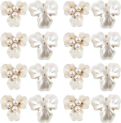 Framendino, 20 Pack Faux Pearl Rhinestone Buttons Pearl Flower Buttons Embellishments Rhinestone Flatback Beads for Jewelry Making Scrapbooking DI...