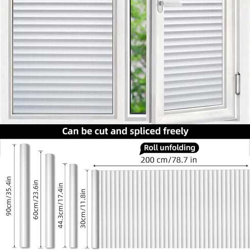 DUOFIRE Window Film Blinds Pattern Privacy Window Film Glass Film Static Cling Glass Film No Glue Anti-UV Window Sticker for Bathroom Bedroom Livi...