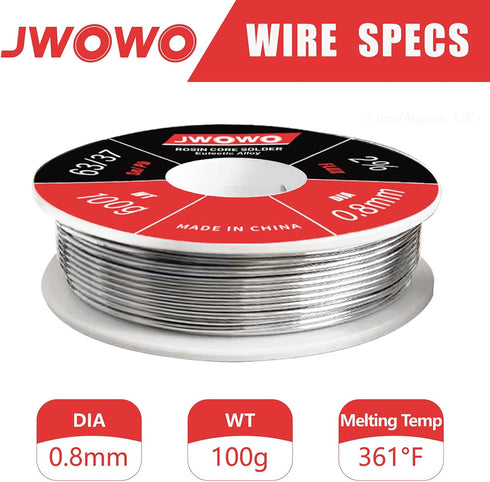 Rosin Core Solder Wire for Electrical Soldering(0.8mm/100g),By JWOWO...