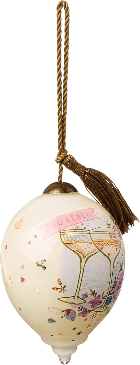 Ne'Qwa Art NeQwa Art Hand Painted Blown Glass Commemorative Together Love Ornament, Multi...