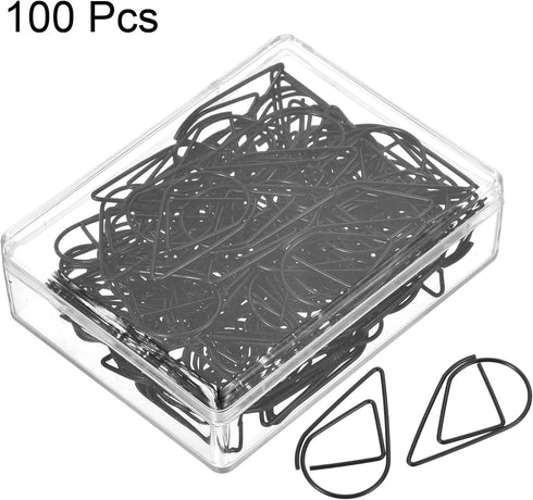 MECCANIXITY Paper Clip Drop-Shaped Cute Decorative Clips Bookmarks with Box 1.3 Inch Black for Organize Office Home, Pack of 100...