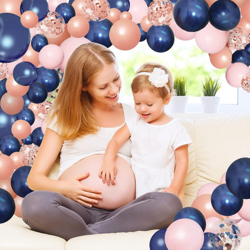 148pcs Navy Blue Pink Rose Gold Balloon Arch, Navy Gender Reveal Balloon Garland for Bachelorette Shower Wedding Graduation Birthday Party Decorat...