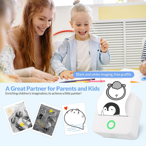 mafiti Portable Thermal Pocket Printer Inkless Bluetooth Receipt Mini Printer Wireless Sticker Lable Printer Study Notes Pictures Photos Print for...