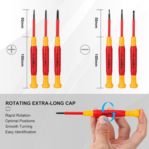 HAUTMEC 6Pcs Small Screwdriver Set 1000V Insulated Screwdriver Set Precision Screwdriver Set, Mini Screwdriver Set with Slotted and Phillips Magne...