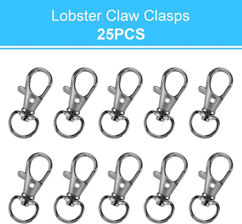 50PCS Metal Lobster Claw Clasp with Key Rings, 25PCS Keychains Clips Hooks and 25PCS Key Chain Rings, Keychain Accessories, Keychain Rings Making ...
