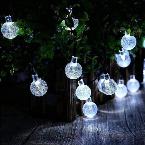 20 LED Crystal Globe Solar String Light Extra-Bright Outdoor Lights with 8 Lighting Modes Waterproof Solar Powered Patio Hanging Light for Garden ...