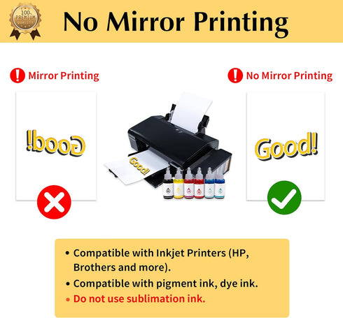 TransOurDream Upgraded Iron on Heat Transfer Paper for T Shirts (8.5x11'', 15 Sheets) Iron-on Transfers Paper for Light Fabric Printable Heat Tran...
