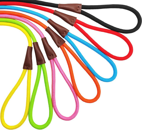 Rope Slip Lead Dog Leash, Heavy Duty 1/2” by 5ft Solid Colors 7+ Climbing Nylon Round Dog Training Leash, No Pull Dog Lead Great for Medium and La...