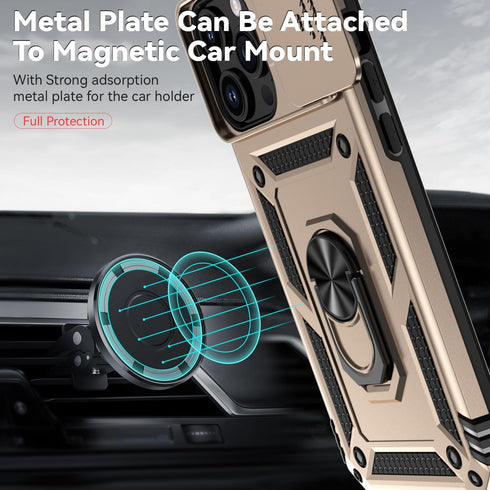 Hitaoyou Compatible with iPhone 15 Pro Case, iPhone 15 Pro Case with Camera Cover & Kickstand Military Grade Shockproof Heavy Duty Protective with...