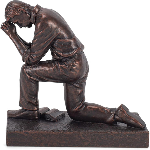 Lighthouse Christian Products Praying Man Seeking God Bronzelike Finish 4.5 x 2.75 Cast Stone Mounted Sculpture...