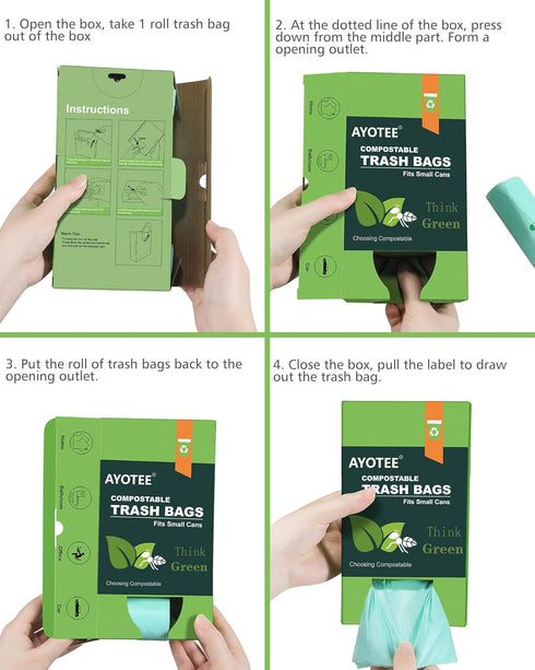 Compost Bags 3 Gallon 125 Packs,AYOTEE Compostable Trash Bags 3 Gallon, Small Biodegradable Trash Bags, Compost Bags For Countertop Bin,3 Gallon C...