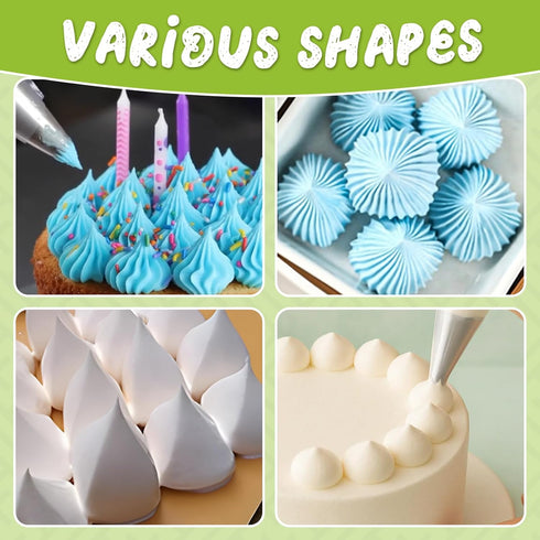 Suuker extra large piping tips set (F02 F06 9FT R22L), stainless steel round piping tip,large star square wide jumbo piping tips,eclair churro mer...