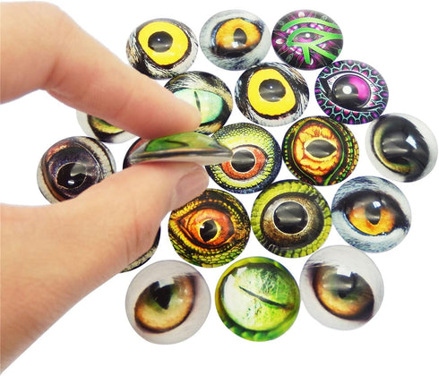 20MM 40PCS Owl Snake Lizard Animal Eyes Glass Cabochon for Clay Doll Making Sculptures Props Craft DIY Findings Jewelry Making 25/32inches...