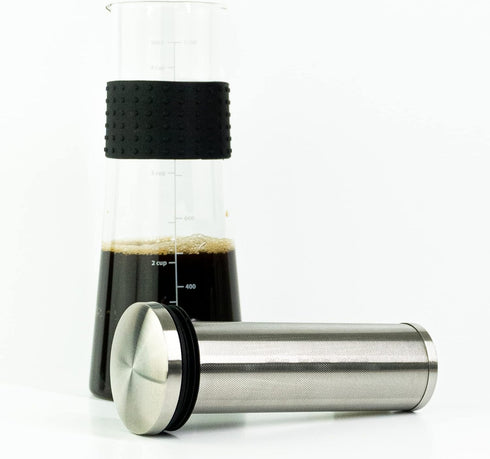 Cafe Crush Club Cold Brew Coffee Maker | Fire Toughened Borosilicate Glass | 304 Stainless Steel Infuser | 1000ml / 34 oz | Cold Brew Iced Coffee ...