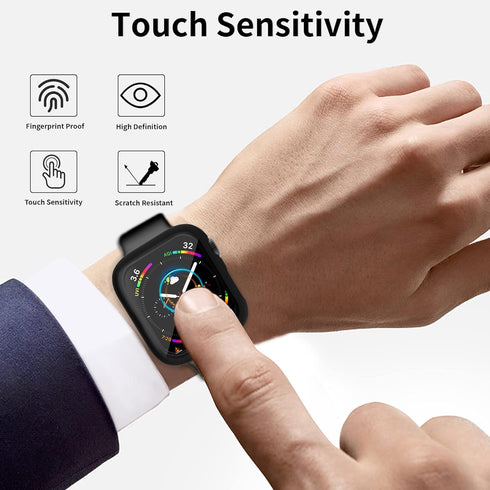 12 Pcs Jomitvp Hard PC Case Compatible for Apple Watch Series SE (2022) 6/5/4/SE 40mm with Tempered Glass Screen Protector, All Around Protector B...
