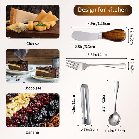 Charcuterie Accessories (14 Pcs), Cheese Spreaders for Charcuterie Board, Mini Serving Spoons, Forks and Mini Serving Tongs - Charcuterie Utensils...