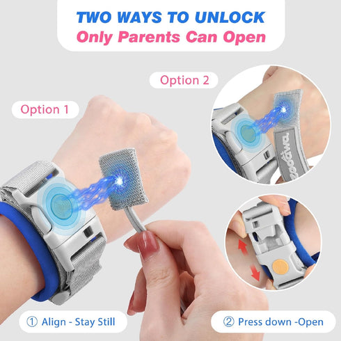 Zooawa Toddler Leash, Toddler Kids Harness Anti Lost Wrist Link with Magnetic Lock, Reflective Safety Baby Child Walking Wristband Leash for 2,3,4...