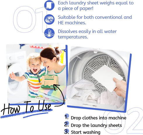 CLEARALIF Laundry Detergent Sheets Up to 160 Loads, Fresh Linen - Great For Travel,Apartments, Dorms,Laundry Detergent Strips Eco Friendly & Hypoa...