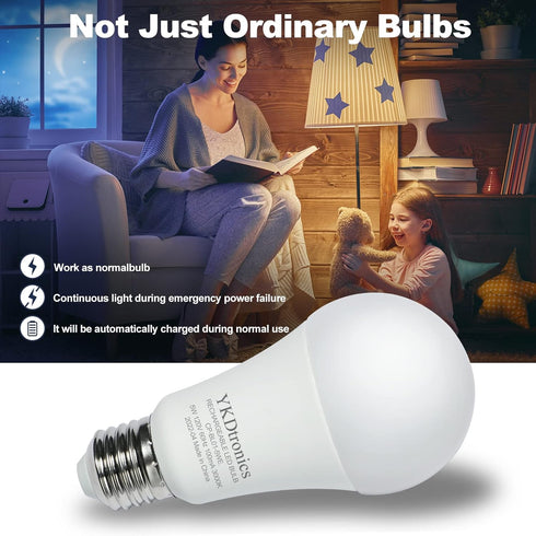 Rechargeable Light Bulbs, Multi-Function Battery Powered Light Bulb for Power Outage, 2000mAh Emergency Battery Light Bulb 500 Lumens 5W 40W Equiv...