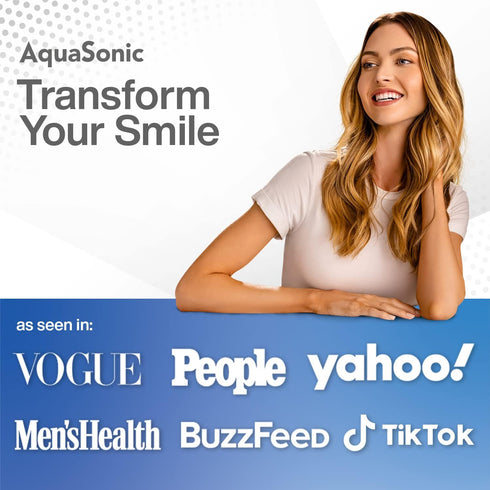 AquaSonic Power Bright Teeth Whitening 3-in-1 Kit | 2 Whitening Gel Syringes | 1 Blue LED Light Mouthpiece | 1 Whitening Pen | Easy Safe Fast Resu...
