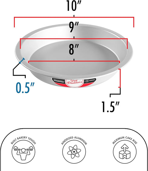 Fat Daddio's PIE-10 Anodized Aluminum Pie Pan, 10 x 1.5 Inch...