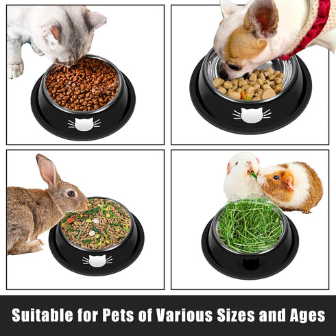 3Pcs Cat Bowls Non-Slip Stainless Steel Small Cat Food Bowl Unbreakable Thick Rubber Base Easily Clean Lovely Color...