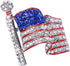 EVER FAITH Silver-Tone USA American Flag Clear w/Blue Austrian Crystals Brooch...
