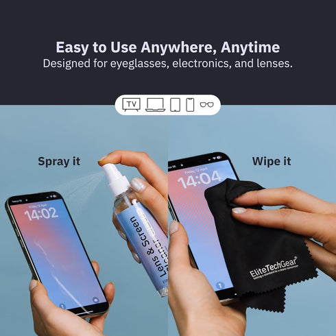 Glasses Cleaner & Screen Cleaner Kit – 3pcs Lens Cleaner Spray (2X 4oz+1oz) with 2pcs Microfiber Glasses Cleaning Cloth – Alcohol Free Eyeglass Cl...