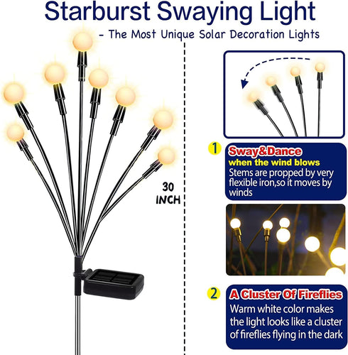 TONULAX Solar Garden Lights - New Upgraded Solar Swaying Light, Sway by Wind, Solar Outdoor Lights, Yard Patio Pathway Decoration, High Flexibilit...
