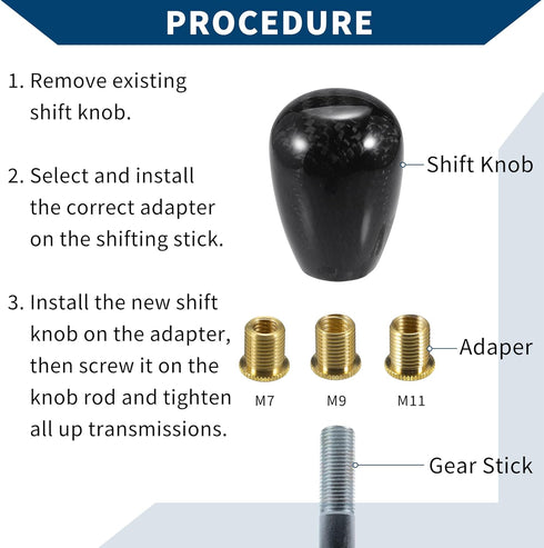 Shift Knob with 3 Adapter/Front Gear Shifter Knob for Automatic and Manual Vehicles/Durable Stick Shifter Lever Knob Resin 5.6cm / 1 Set Black...