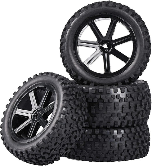 12mm Hex 2.2'' Pre-Glued RC Buggy Wheels and Tires, Out Dia. 3.5'' for 1/10 1/12 1/14 1/16 Off-Road RC Buggy Truck, Set of 4...