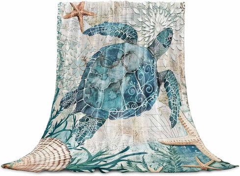 Flannel Fleece Bed Blankets Lightweight Cozy Throw Blanket for Couch Sofa Bedroom Adults Kids,Sea Turtle Ocean Animal Landscape 39x49 inch...