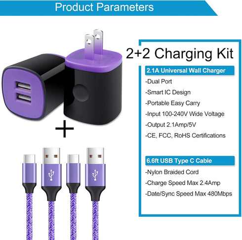 Fast Charger for Samsung Galaxy S24/S23/S23+/S22/S21/S21+/S21 Ultra/Note 20 Ultra/S20 FE 5G/S10 A10E A50 A11 A21 A51 A71 A9 A20 A14 A15, LG G9 Sty...