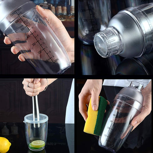 700cc / 24 oz Plastic Shaker Cocktail Drink Mixer Boba Tea Shaker,Professional Bar Tools Set (2)...