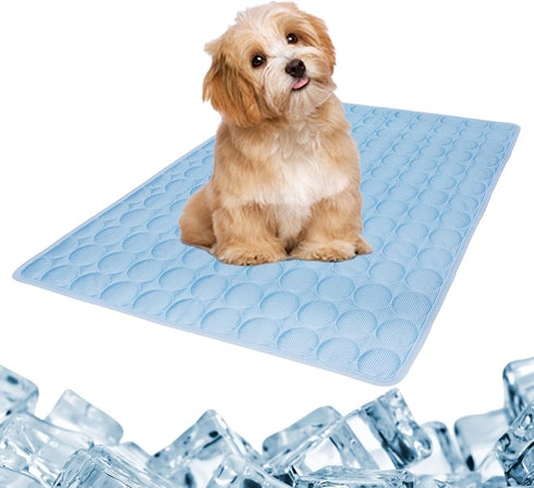 Dogs Cats Pet Cooling Mat, Summer Dog Cooling Pads Summer Sleeping Kennel Mat, Cooling Mat for Dogs Non-Slip for Indoor or Outdoor, Blue S...