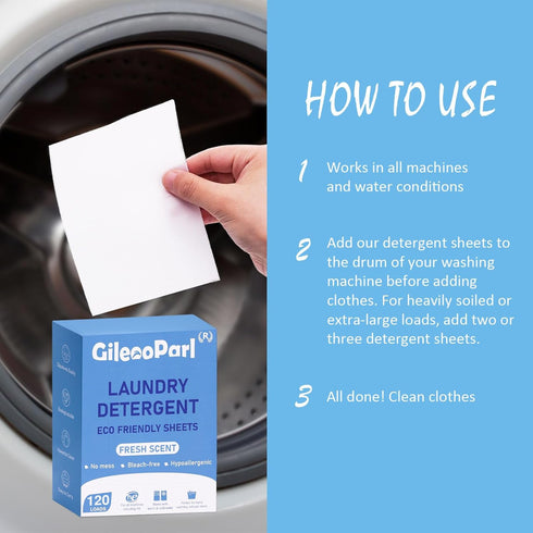 Laundry Detergent Sheets - Fresh Scent (240 Loads) Eco Detergent Sheets for Travel & Home - Zero Waste, Plastic Free Liquidless Soap Strips, Plant...