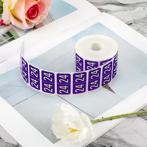 2024 Year Stickers, Self Adhesive Number Label Stickers Rectangle Coded File Folder Labels for End Tab File Folders Office Home Supplies (Purple)...