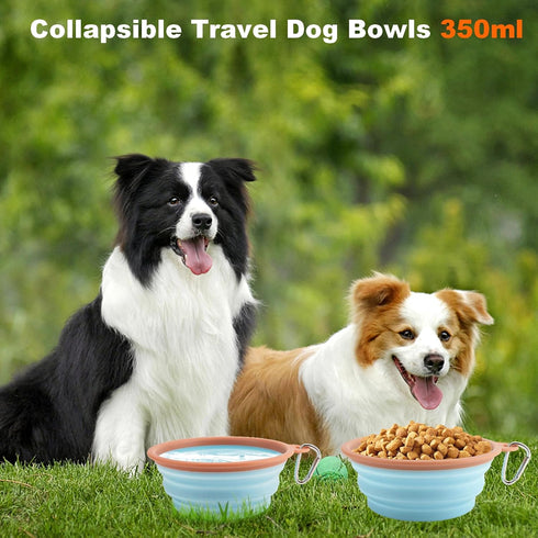 Collapsible Dog Bowls for Travel Portable Pet Food Water Bowl Foldable Silicone Food Dish with Carabiner Clip, BPA Free, Perfect for Feeding Small...