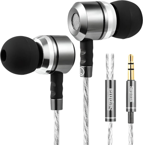 sephia SP3060 Wired Headphones, HD Bass Driven Audio, Lightweight Aluminum Wired in Ear Earbud Headphones, S/M/L Ear Bud Tips, Earphone Case, 3.5m...