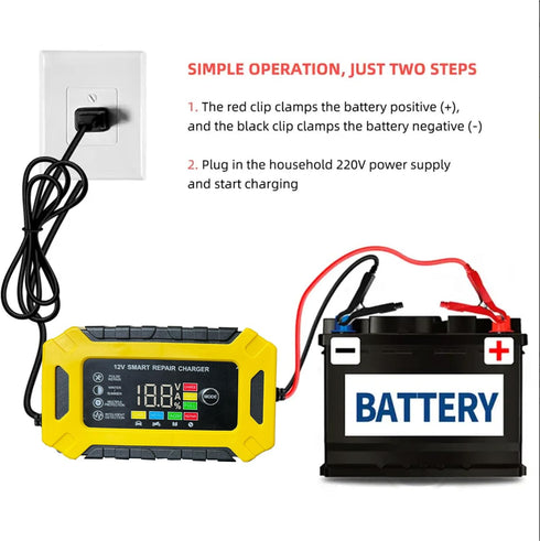12V 6-Amp Car Battery Trickle Charger,Smart Portable Float Charger for Car, Motorcycle, Lawn Mower - Maintains SLA, AGM, Gel Cell, and Wet Lead Ac...