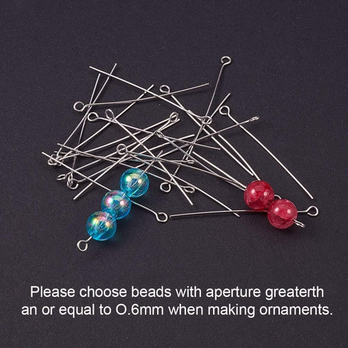 PH PandaHall About 600 Pcs Brass Head Pins Findings Open Eye Pin Length 1.38 Inch 21-Gauge for Jewelry Making 6 Colors...