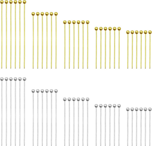 1000pcs Jewelry Head Pins Kit for Jewelry Making,Ball Head Pins Beading Pins Assorted Head Pins Set Head Pins Eye Pins Supplies for Earring Beadin...