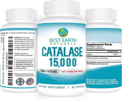 Best Earth Naturals Catalase Supplement 15,000 - Hair Supplements for Strong Hair - 30-Day Supply...
