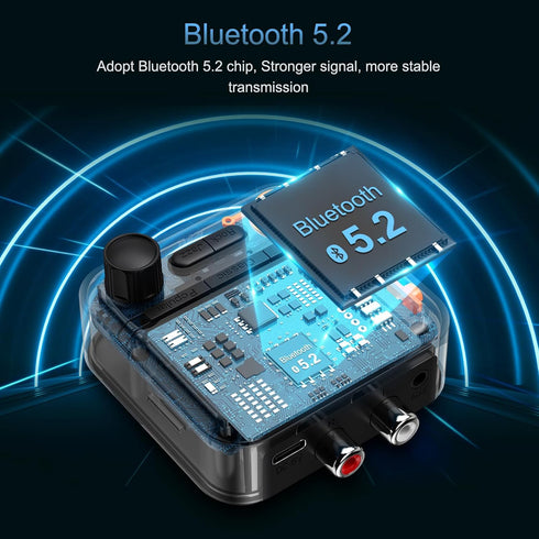Bluetooth Transmitter Receiver, Bluetooth 5.2 Audio Adapter for Home Stereo, Wireless Audio Adapter with Display or Headphones, Home Theater, TV, ...